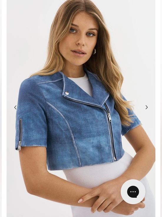 Lamarque Jackets & Blazers - LAMARQUE KIRSI BLUE LEATHER CROPPED JACKET
